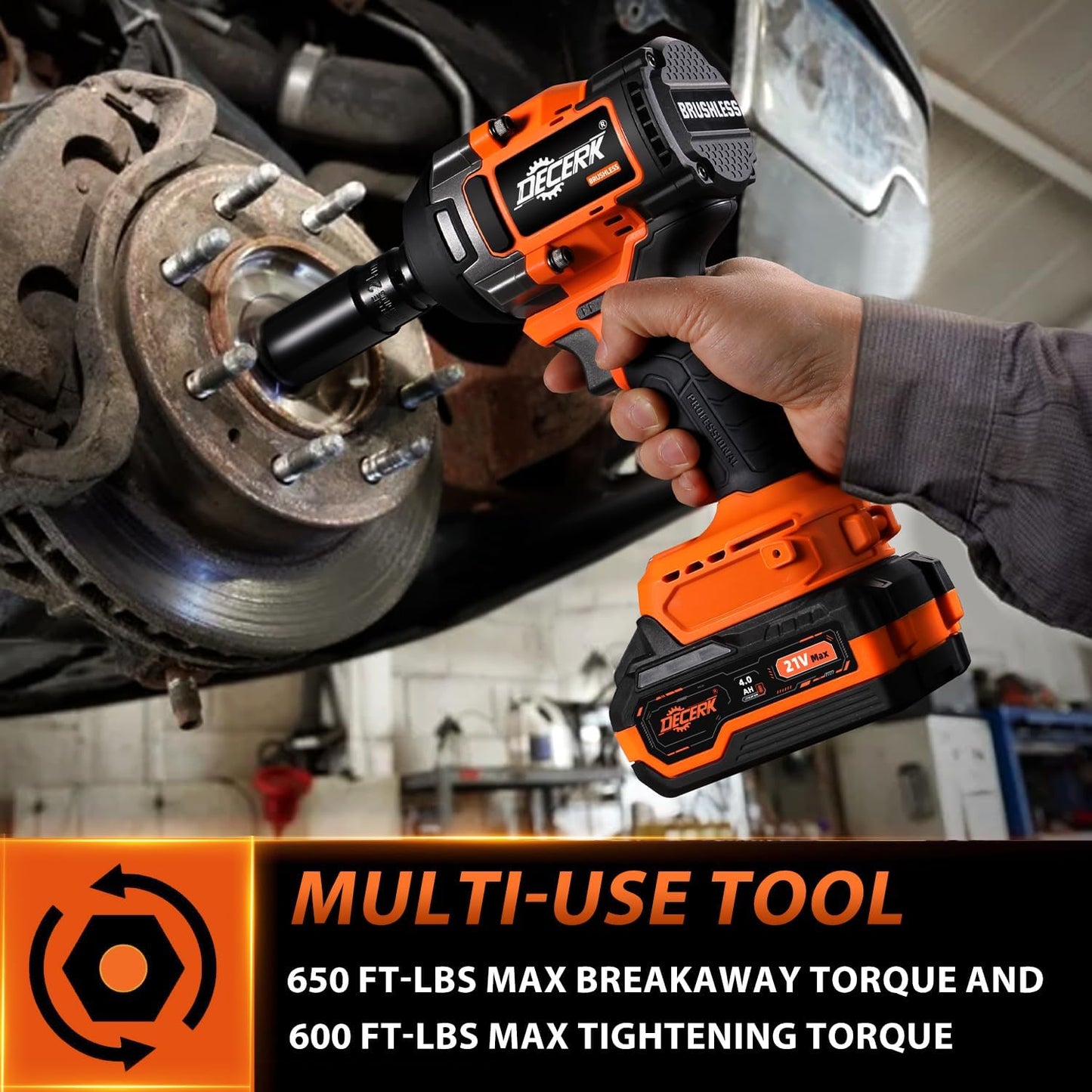 Decerk -Cordless Impact Wrench Kit for Car