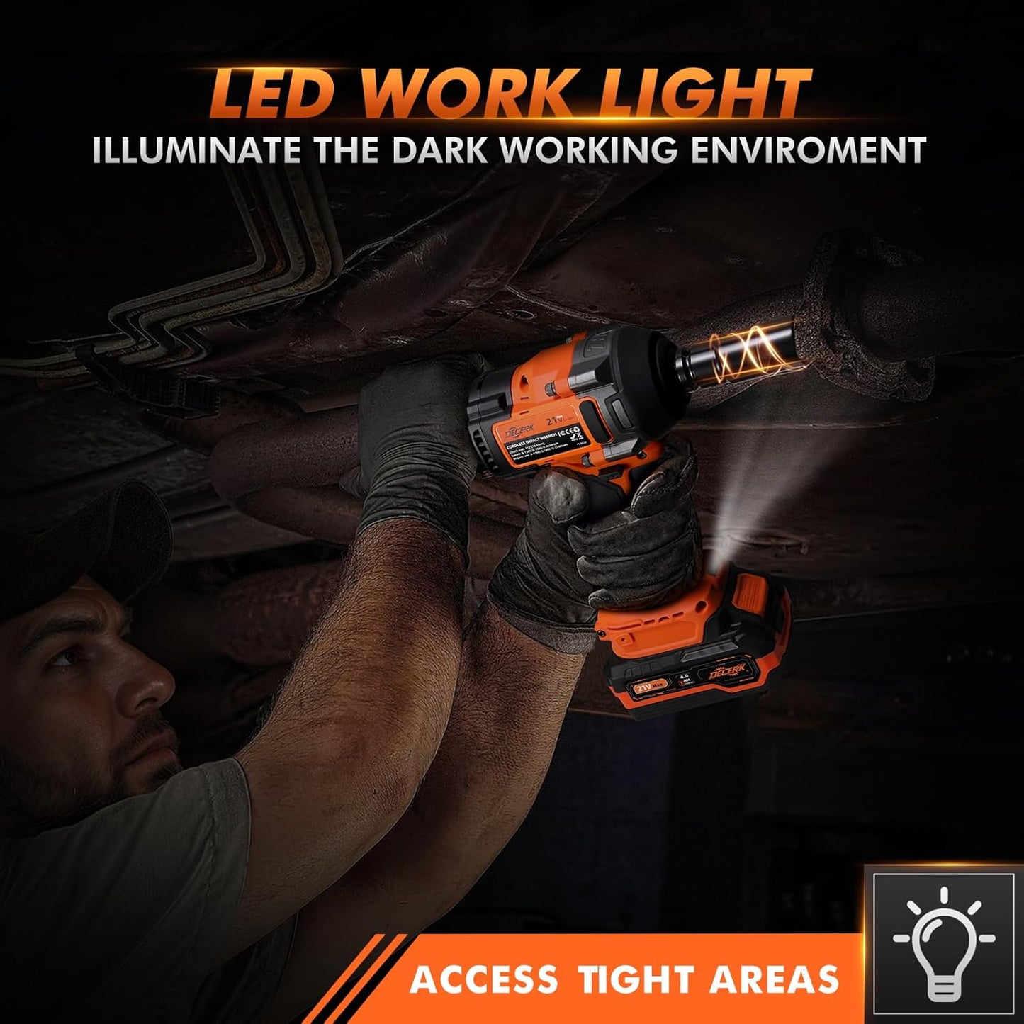 Decerk -Cordless Impact Wrench Kit for Car