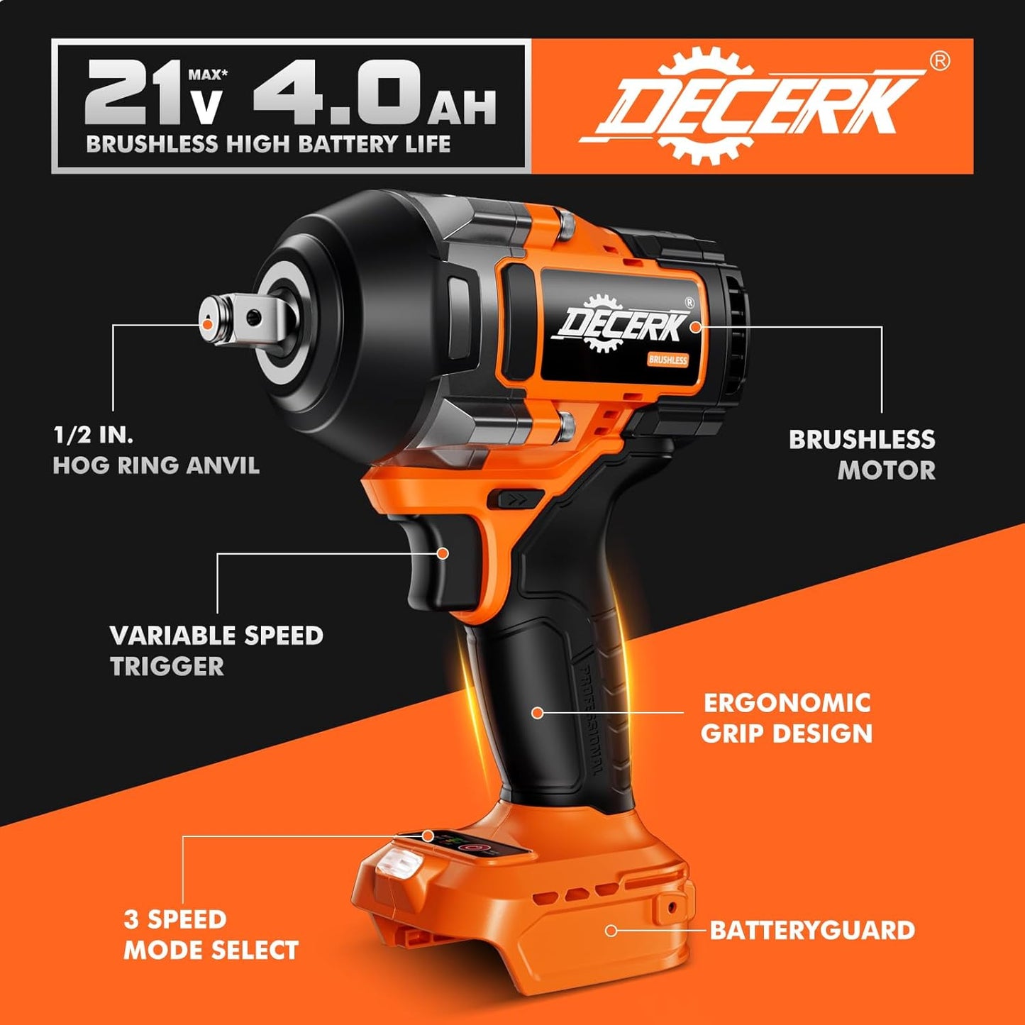 Decerk -Cordless Impact Wrench Kit for Car